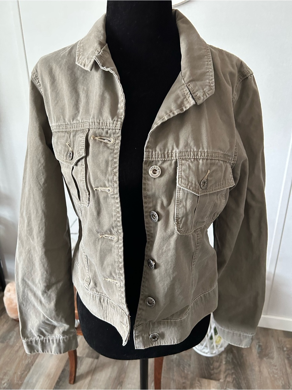Women’s/ Teens Silver  Lightweight Khaki Utility Jacket